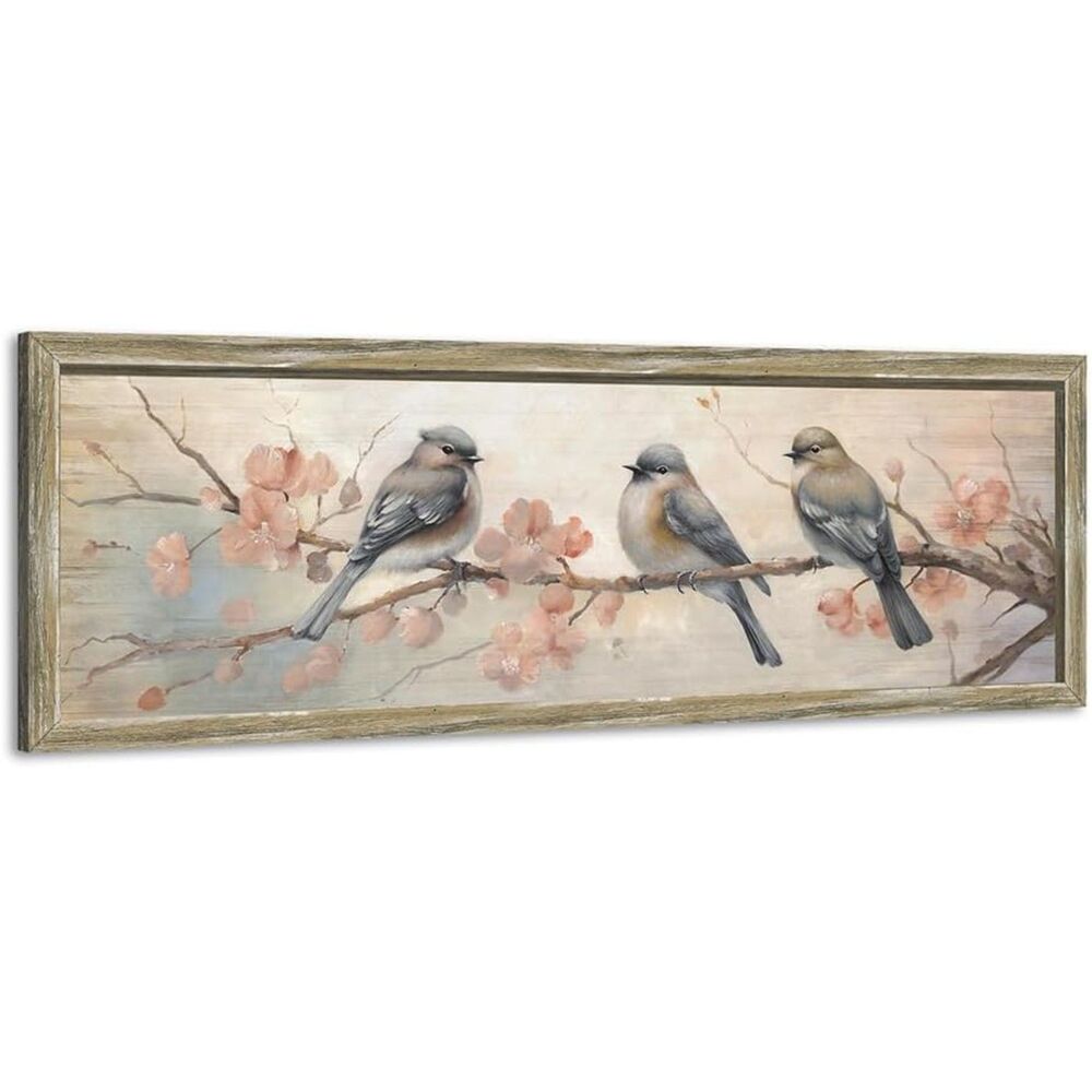 24"L x 8"W Rustic Chickadee Bird Wood Framed Wall Art